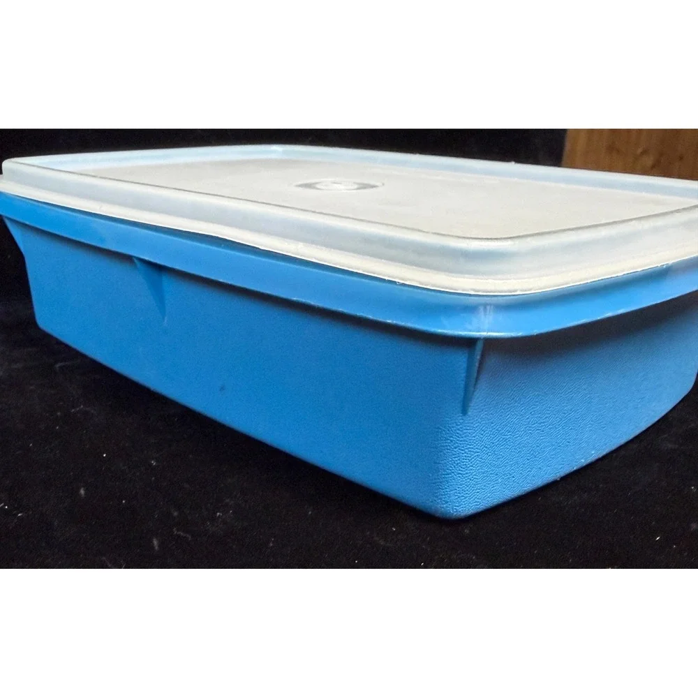 Vintage Tupperware/TupperCraft Blue Stow-Away Organizer Box with Tray 787-4